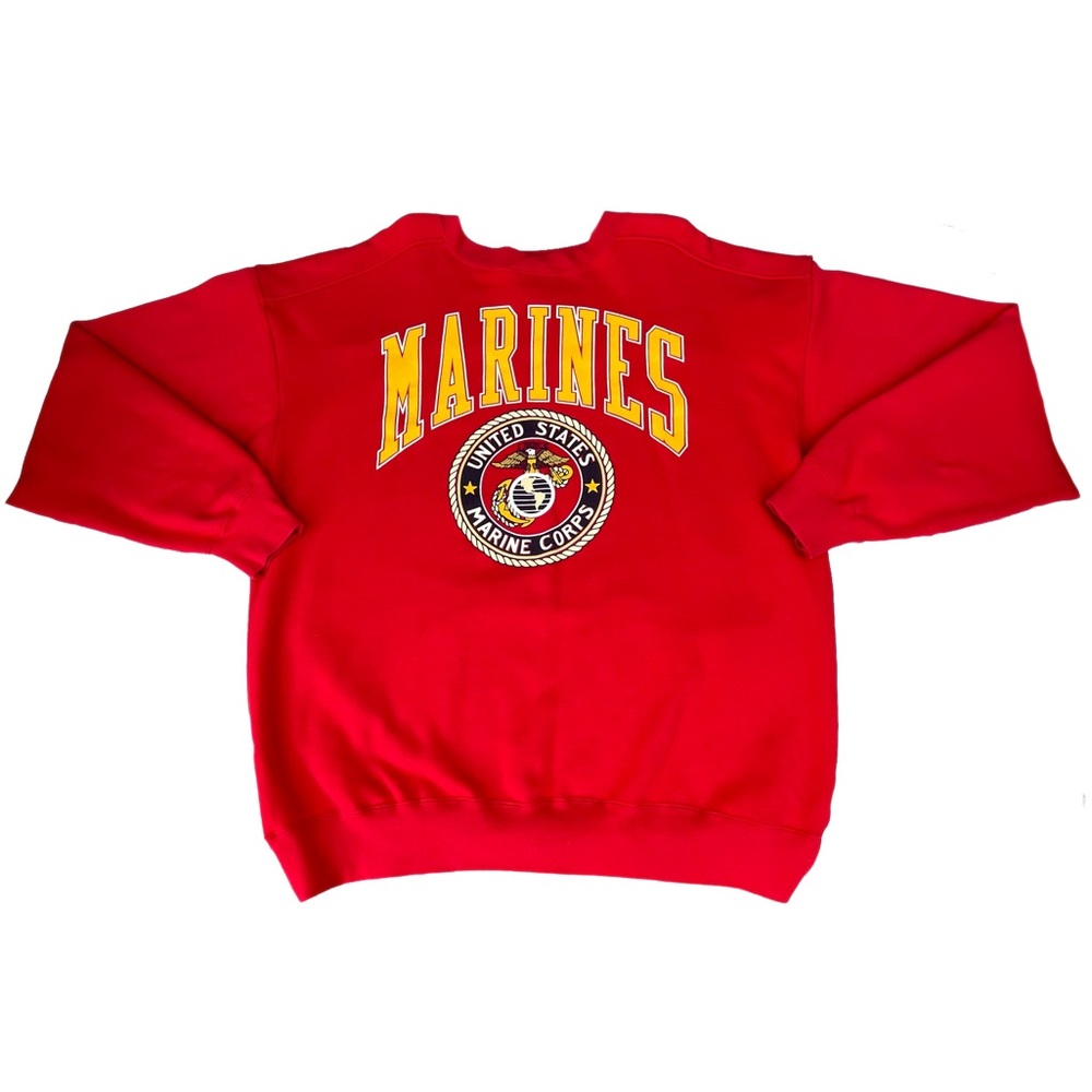 Vintage 90s United States Marines Corps Red Crewneck USA Pullover Sweater
